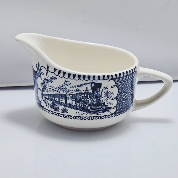 Royal USA Other - Currier Ives Creamer 2.75" Royal Pottery Steam Locomotive USA transferware irons